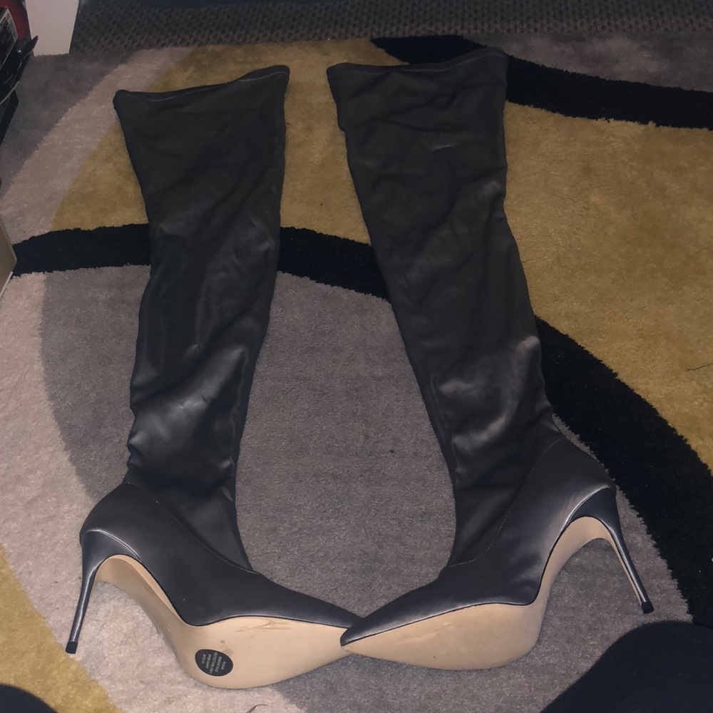 Gray satin thigh boots size 41 brand new never worn